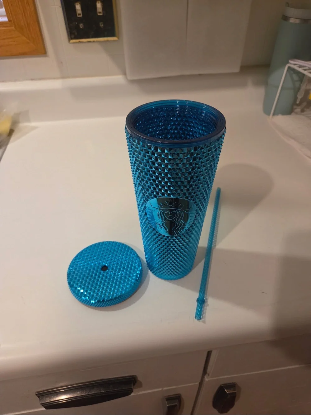 Starbucks Blue Splash Chrome Studded cold cup